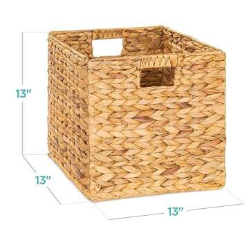 Best Choice Products 13x13in Hyacinth Baskets, Rustic Set Of 5 Multipurpose Collapsible Storage Orga...