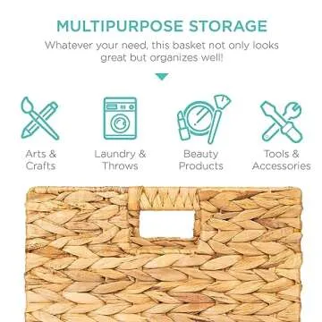 Best Choice Products 13x13in Hyacinth Baskets, Rustic Set Of 5 Multipurpose Collapsible Storage Organizer, Handwoven Laundry Totes for Bedroom, Living Room, Shelves - Natural