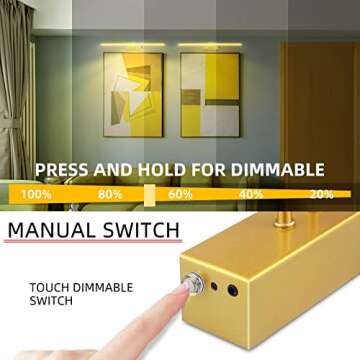 RAIFOOLLY Picture Light,5000mAh Rechargeabl Art Lights for Paintings,Remote 16" Display Accent Light with Timer and Dimmable for Wall,Frame,Portrait-Gold