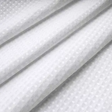 No Hooks Required Dotted Waffle Weave Shower Curtain with Snap in Liner -Extra Long 71W x 86H,Hotel Grade,Spa Like Bath Curtain,White