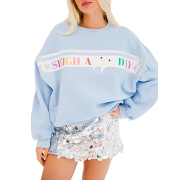 KOSUSANILL Sequin Halloween Sweatshirt for Women Sparkly Dancing Skeleton Spooky Season Ghost Crewne...