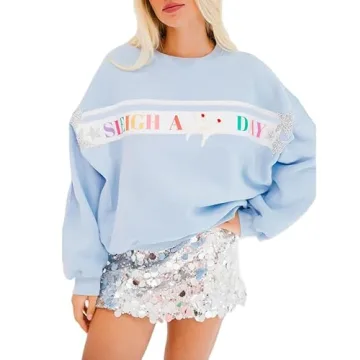 KOSUSANILL Sequin Halloween Sweatshirt for Women Sparkly Dancing Skeleton Spooky Season Ghost Crewne...