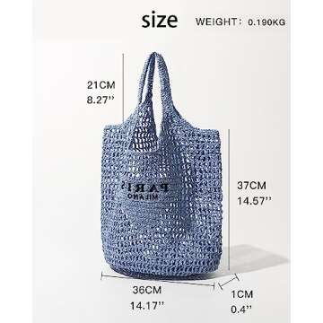 Generic Women'S Beach Bag Woven Straw Bag Summer Beach Handbag Large Capacity Travel Shoulder Handbags Hobo Bag (Beige)