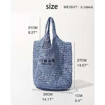 Generic Women'S Beach Bag Woven Straw Bag Summer Beach Handbag Large Capacity Travel Shoulder Handbags Hobo Bag (Beige)