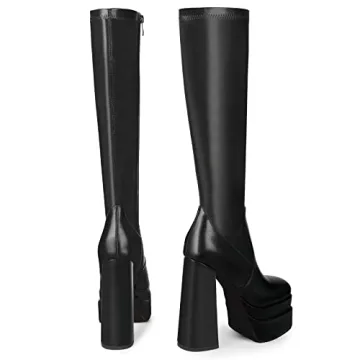 Stylish Wetkiss Black Platform Knee High Boots for Women
