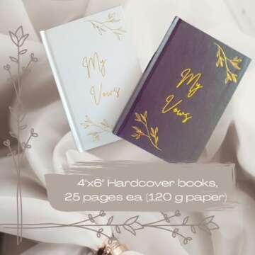 MC2CDesigns Vow Books for Wedding(Pack of 2) His and Her Vows Book-Vow Renewal Hardback Books-25 Page Wedding Journals w/White Keepsake Box-Black & White All Inclusive Wedding Vow Books