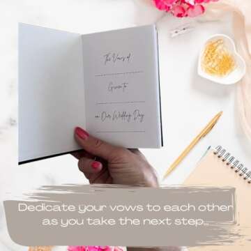 MC2CDesigns Vow Books for Wedding(Pack of 2) His and Her Vows Book-Vow Renewal Hardback Books-25 Page Wedding Journals w/White Keepsake Box-Black & White All Inclusive Wedding Vow Books