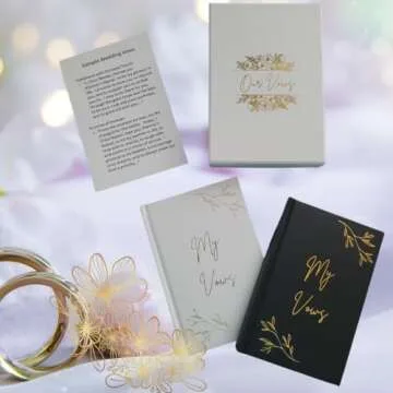 MC2CDesigns Vow Books for Wedding(Pack of 2) His and Her Vows Book-Vow Renewal Hardback Books-25 Page Wedding Journals w/White Keepsake Box-Black & White All Inclusive Wedding Vow Books