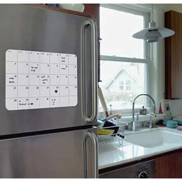 Three by Three Seattle 14 x 9 Inch Frameless Peel and Stick Dry Erase Monthly Planner for Office, Home, or School Décor (White)