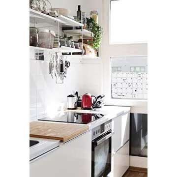 Three by Three Seattle 14 x 9 Inch Frameless Peel and Stick Dry Erase Monthly Planner for Office, Home, or School Décor (White)