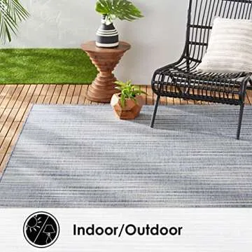 Nicole Miller New York Patio Country Wynona Indoor/Outdoor Area Rug, Blue/Beige, 7'9"x10'2" Rectangle