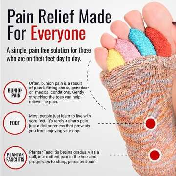 Foot Alignment Socks with Toe Separators by My Happy Feet | for Men or Women | Light Blue (Medium)