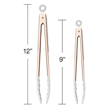 Stylish Stainless Steel Silicone Tongs Set for Cooking