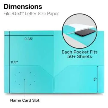 Dunwell 6-Pack Pastel 2-Pocket Folders for Organization