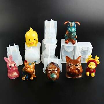 LET'S RESIN 7PCS Animal Resin Molds for DIY Crafting