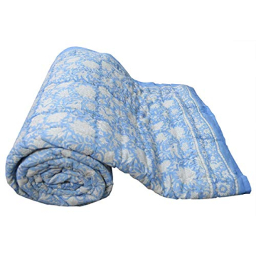 Chic Hand Block Floral Print Reversible Queen Quilt