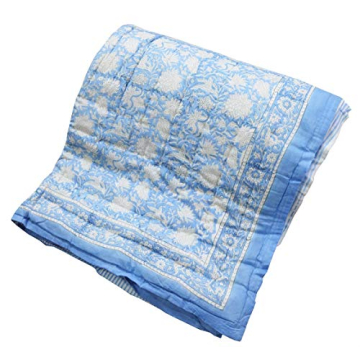 Chic Hand Block Floral Print Reversible Queen Quilt