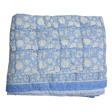 Chic Hand Block Floral Print Reversible Queen Quilt