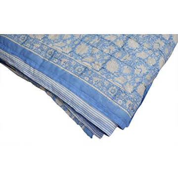 Chic Hand Block Floral Print Reversible Queen Quilt