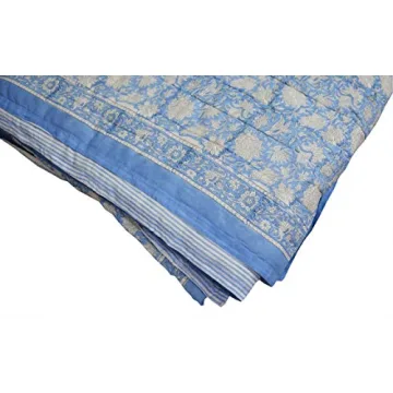 Chic Hand Block Floral Print Reversible Queen Quilt