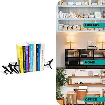 GEGUTON Book Holder Organizer - Fun Steel Bookends