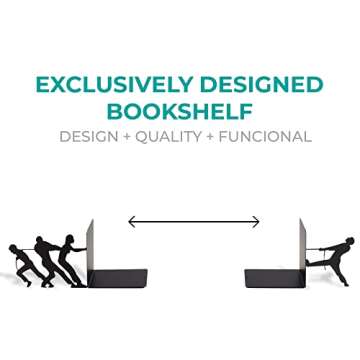 GEGUTON Book Holder Organizer - Fun Steel Bookends