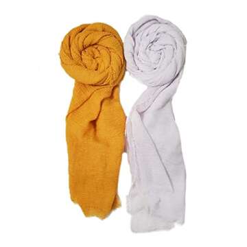 Jimzu Hijab Scarfs for Women Crinkle Cotton Scarf Lightweight Head wrap 4 PCs