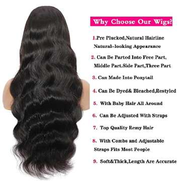 MAKATI 26Inch Body Wave Lace Front Wigs Human Hair 13X4 Lace Front Wigs Human Hair Pre Plucked With Baby Hair 180% Density Glueless Transparent HD Lace Frontal Wigs Human Hair Wigs For Black Women