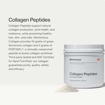 Momentous Grass Fed Collagen Peptides Powder - Collagen Protein Powder with Fortigel & Vitamin-C for Hair, Skin, Nails & Joint Health Support - Packaging May Vary
