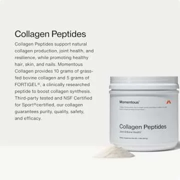 Momentous Grass Fed Collagen Peptides Powder - Collagen Protein Powder with Fortigel & Vitamin-C for Hair, Skin, Nails & Joint Health Support - Packaging May Vary