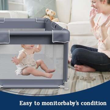 Baby Playpen 50x50 Inch, Playpen for Babies and Toddlers Baby Playpen Fence Playard Activity Center, Without MAT Included