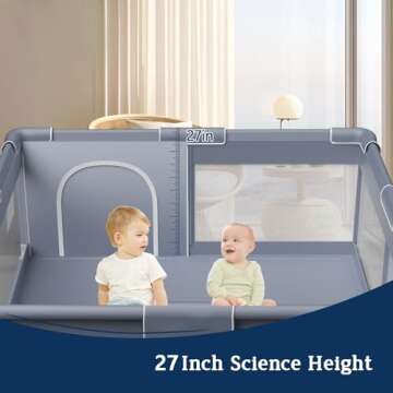 Baby Playpen 50x50 Inch, Playpen for Babies and Toddlers Baby Playpen Fence Playard Activity Center, Without MAT Included