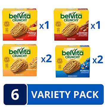 belVita Breakfast Biscuits Variety Pack, 4 Flavors, 6 Boxes of 5 Packs (30 Total Packs)