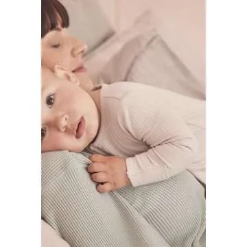 MORI Baby Unisex Pajamas in Ribbed Ecru with Zip and Mitts of Viscose from Bamboo - Footed Jumpsuit Sleepwear - 3-6 Months