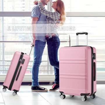 Kono 20'' Carry on Luggage Lightweight with Spinner Wheel TSA Lock Hardside Luggage Airline Approved Carry on Suitcase Pink