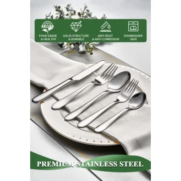 40-Piece Stainless Steel Silverware Set Mirror Finish Dishwasher Safe