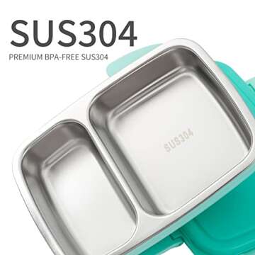 Freshmage Stainless Steel Bento Box Adult Lunch Box, Leakproof Stackable Large Capacity Dishwasher Safe Lunch Container with Divided Compartments, Green