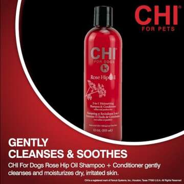 CHI for Dogs Rose Hip Oil 2 in 1 Shampoo and Conditioner