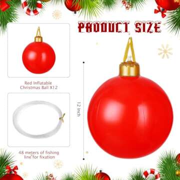 Jetec 12 Pcs Inflatable Christmas Ball White Christmas Ornaments Inflatable Ornaments Balls Outdoor ...