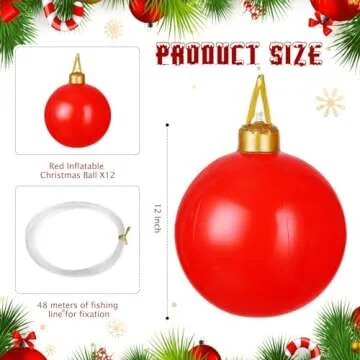 Jetec 12 Pcs Inflatable Christmas Ball White Christmas Ornaments Inflatable Ornaments Balls Outdoor ...
