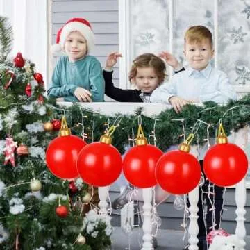 Jetec 12 Pcs Inflatable Christmas Ball White Christmas Ornaments Inflatable Ornaments Balls Outdoor Yard Decorations for DIY Crafts Painting Drawing Holiday Pool Lawn Tree Party Decor(Red, 12 Inch)
