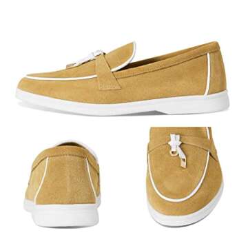 Lovee Cosee Brown Penny Loafers for Women Slip On Almond Round Toe Suede Flat Fall Comfortable Dressy Casual Shoes Moccasins Drive Shoes Size 7