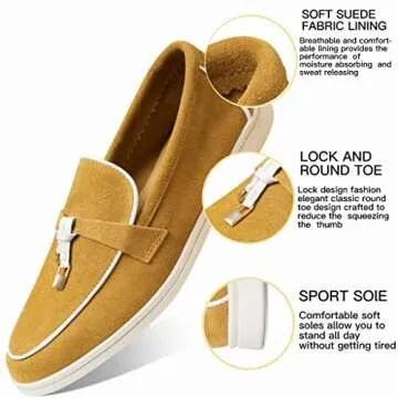 Lovee Cosee Brown Penny Loafers for Women Slip On Almond Round Toe Suede Flat Fall Comfortable Dressy Casual Shoes Moccasins Drive Shoes Size 7