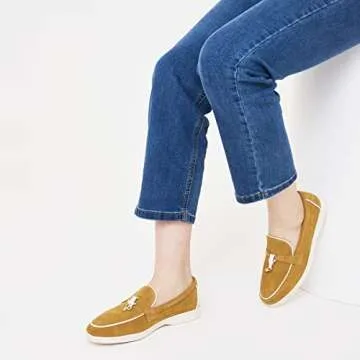 Lovee Cosee Brown Penny Loafers for Women Slip On Almond Round Toe Suede Flat Fall Comfortable Dressy Casual Shoes Moccasins Drive Shoes Size 7