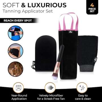 Bronze Tan Self Tanner Accessory Kit - Includes Self Tanning Mitt, Tan Remover Exfoliating Mitt, Eas...