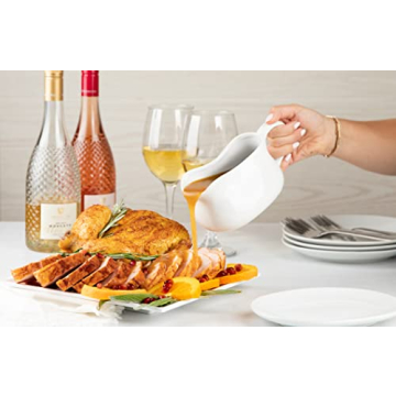 Kook Gravy Boat & Saucer - 17 oz Durable Ceramic