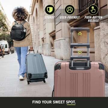 Kenneth Cole REACTION Out of Bounds Lightweight Hardshell 4-Wheel Spinner Luggage, Rose Gold, 24-Inch Checked