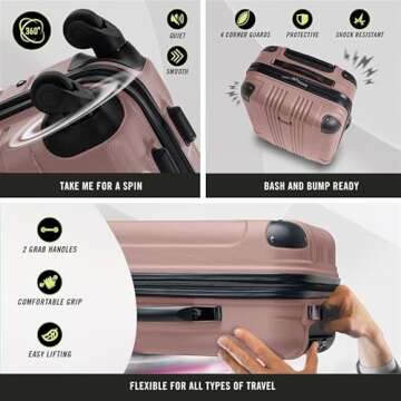 Kenneth Cole REACTION Out of Bounds Lightweight Hardshell 4-Wheel Spinner Luggage, Rose Gold, 24-Inch Checked