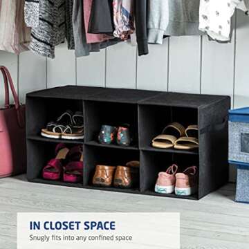 ZOBER Shoe Organizer, Compact Space Saver, Sturdy Cardboard, Ideally Sized, Easy Access