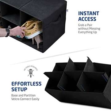 ZOBER Shoe Organizer, Compact Space Saver, Sturdy Cardboard, Ideally Sized, Easy Access